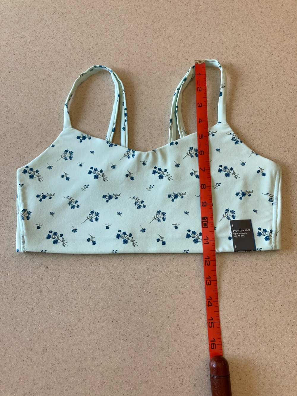 All In Motion Mint Green Floral Double-Strap Support Bra/Crop Top Women Size L - Picture 11 of 11